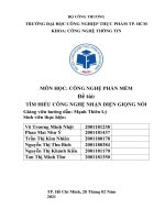 MÔN học CÔNG NGHỆ PHẦN mềm đề tài tìm HIỂU CÔNG NGHỆ NHẬN DIỆN GIỌNG nói 