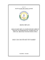 Khảo sát kiến thức của người chăm sóc chính về chăm sóc người bệnh bị tâm thần phân liệt tại khoa bán cấp tính nam   bệnh viện tâm thần trung ương i 