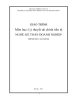 Giáo trình Lý thuyết tài chính tiền tệ (Nghề Kế toán doanh nghiệp - Trình độ Cao đẳng) - CĐ GTVT Trung ương I