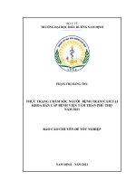 Thực trạng chăm sóc người bệnh trầm cảm tại khoa bán cấp bệnh viện tâm thần phú thọ năm 2021 