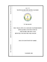 Thực trạng công tác chăm sóc người bệnh động kinh tại khoa tâm thần tuổi già   trẻ em phục hồi chức năng bệnh viện tâm thần phú thọ năm 2021 