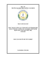 Thực trạng công tác chăm sóc người bệnh rối loạn cảm xúc lưỡng cực tại khoa thần kinh bệnh viện tâm thần phú thọ năm 2021 