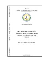Thực trạng công tác chăm sóc người bệnh trầm cảm của điều dưỡng tại bệnh viện tâm thần phú thọ năm 2021 