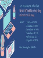 tiểu luận AN TOÀN MẠNG máy TÍNH đề tài trình bày về xây dựng mô hình an ninh mạng