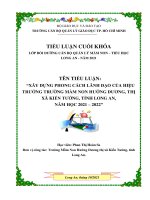 XÂY DỰNG PHONG CÁCH LÃNH đạo của HIỆU TRƯỞNG TRƯỜNG mầm NON HƯỚNG DƯƠNG, THỊ xã KIẾN TƯỜNG, TỈNH LONG AN, năm học 2021 – 2022 