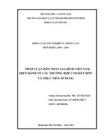 Pháp luật hôn nhân gia đình việt nam hiện hành về các trường hợp cấm kết hôn và thực tiễn áp dụng 