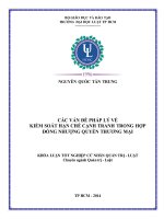 Các vấn đề pháp lý về kiểm soát hạn chế cạnh tranh trong hợp đồng nhượng quyền thương mại 