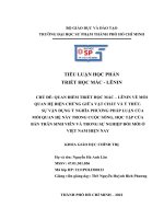 QUAN điểm TRIẾT học mác – LÊNIN về mối QUAN hệ BIỆN CHỨNG GIỮA vật CHẤT và ý THỨC  sự vận DỤNG ý NGHĨA PHƯƠNG PHÁP LUẬN của mối QUAN hệ này TRONG CUỘC SỐNG, học tập của bản THÂN SINH VIÊN 