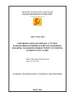 Nghiên cứu xác định chế độ cắt tối ưu theo hàm mục tiêu chất lượng bề mặt, đảm bảo năng suất cắt khi gia công thép SUS304 trên máy tiện CNC TT TIENG ANH 