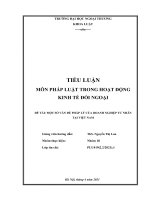 TIỂU LUẬN môn PHÁP LUẬT TRONG HOẠT ĐỘNG KINH tế đối NGOẠI đề tài một số vấn đề PHÁP lý của DOANH NGHIỆP tư NHÂN tại VIỆT NAM 