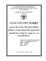 KẾ TOÁN TIÊU THỤ THÀNH PHẨM và xác ĐỊNH kết QUẢ KINH DOANH tại CÔNG TY TNHH SX TM đại KIM PHÁT