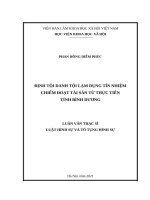 ĐỊNH TỘI DANH TỘI LẠM DỤNG TÍN NHIỆM CHIẾM ĐOẠT TÀI SẢN TỪ THỰC TIỄN TỈNH BÌNH DƯƠNG.