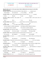 ĐỀ THI THỬ THPT QUỐC GIA 2019-2020 LẦN 1Môn TIẾNG ANH