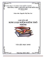 CHUYÊN đề KIM LOẠI KIỀM KIỀM THỔ NHÔM 