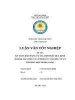 232  kế TOÁN bán HÀNG và xác ĐỊNH kết QUẢ KINH DOANH tại CÔNG TY cổ PHẦN tư vấn đầu tư và THƯƠNG mại THĂNG LONG 
