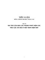 TIỂU LUẬN CAO học VAI TRÒ của báo CHÍ TRONG PHÁT HIỆN các TIÊU cực xã hội ở VIỆT NAM HIỆN NAY