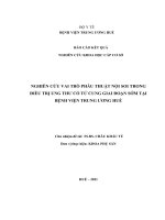NGHIÊN CỨU VAI TRÒ PHẪU THUẬT NỘI SOI TRONG ĐIỀU TRỊ UNG THƯ CỔ TỬ CUNG GIAI ĐOẠN SỚM TẠI BỆNH VIỆN TRUNG ƯƠNG HUẾ
