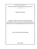 Nghiên cứu biện pháp tổ chức hoạt động thể dục thể thao ngoại khóa nâng cao thể lực cho học sinh trường trung học cơ sở lê hồng phong, quận hà đông, hà nội