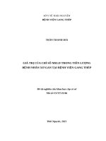 Giá trị của chỉ số MELD trong tiên lượng bệnh nhân xơ gan tại Bệnh viện Gang Thép