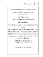 BÀI THU HOẠCH: SỰ LÃNH ĐẠO CỦA ĐẢNG TRONG VIỆC PHÁT HUY SỨC MẠNH ĐẠI ĐOÀN KẾT TOÀN DÂN TỘC Ở VIỆT NAM TRONG GIAI ĐOẠN HIỆN NAY. LIÊN HỆ THỰC TIỄN Ở ĐỊA PHƯƠNG TỈNH TN