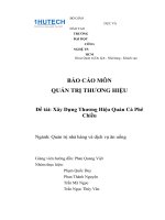 BÁO cáo môn QUẢN TRỊ THƯƠNG HIỆU đề tài xây dựng thương hiệu quán cà phê chiều 