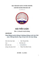 TIỂU LUẬN môn  lý thuyết truyền thông CHUYÊN đề hoạt động truyền thông về phòng chống covid của việt nam  những thành công và hạn chế của hoạt động  