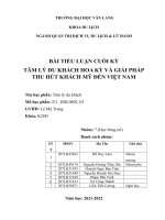 Tâm lý du khách hoa kỳ và giải pháp thu hút khách mỹ đến việt nam