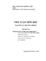 TIỂU LUẬN môn học NGUYÊN lý TRUYỀN THÔNG tên đề tài shannon fano coding and applications 