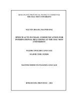 Speech acts in email communication for international relations at thu dau mot university 