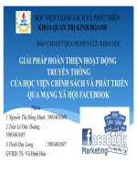 GIẢI PHÁP HOÀN THIỆN HOẠT ĐỘNG TRUYỀN THÔNG của học VIỆN CHÍNH SÁCH và PHÁT TRIỂN QUA MẠNG xã hội FACEBOOK 