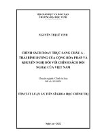 Tóm tắt luận án: Chính sách xoay trục sang châu Á  Thái Bình Dương của Cộng hòa Pháp và khuyến nghị đối với chính sách đối ngoại của Việt Nam.