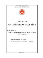 THỰC HÀNH AN TOÀN MẠNG máy TÍNH bài thực hành lab 02  bảo vệ AN TOÀN MẠNG sử DỤNG TƯỜNG lửa PFSENSE 