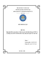 hiệp định đối tác toàn diện và tiến bộ xuyên thái bình dương CPTPP và tác động của nó đối với thu hút đầu tư trực tiếp nước ngoài vào việt nam