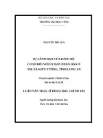 SỰ LÃNH đạo của ĐẢNG bộ cơ sở đối với ủy BAN NHÂN dân ở THỊ xã KIẾN TƯỜNG, TỈNH LONG AN 