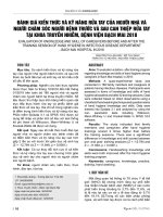 Đánh giá kiến thức và kỹ năng rửa tay của người nhà và người chăm sóc người bệnh trước và sau can thiệp rửa tay tại khoa Truyền nhiễm, Bệnh viện Bạch Mai 2018
