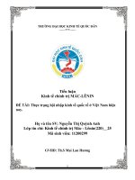 Tiểu luận Kinh tế chính trị MÁC-LÊNIN ĐỀ TÀI Thực trạng hội nhập kinh tế quốc tế ở Việt Nam hiện nay