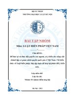 BÀI TẬP NHÓM Môn LUẬT HIẾN PHÁP VIỆT NAM Chủ đề Để bảo vệ và thúc đẩy quyền con người, có ý kiến cho rằng cần thành lập cơ quan nhân quyền quốc gia ở Việt Nam. Với kiến thức về Luật hiến pháp, hãy lập luận để ủng hộ phản đối ý kiến trên