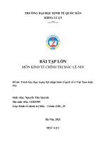 BÀI TẬP LỚN MÔN KINH TẾ CHÍNH TRỊ MÁC LÊ-NIN Đề tài Trình bày thực trạng hội nhập kinh tế quốc tế ở Việt Nam hiện  nay