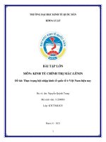 BÀI TẬP LỚN MÔN KINH TẾ CHÍNH TRỊ MÁC-LÊNIN Đề tài Thực trạng hội nhập kinh tế quốc tế ở Việt Nam hiện nay