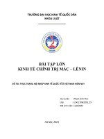 BÀI TẬP LỚN KINH TẾ CHÍNH TRỊ MÁC – LÊNIN ĐỀ TÀI THỰC TRẠNG HỘI NHẬP KINH TẾ QUỐC TẾ Ở VIỆT NAM HIỆN NAY