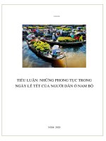 NHỮNG PHONG TỤC TRONG NGÀY LỄ TẾT CỦA NGƯỜI DÂN Ở NAM BỘ