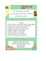 Bài thi khởi nghiệp Dự án khởi nghiệp kinh doanh online Tinh Dầu Thiên Nhiên