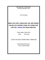 NÂNG CAO CHẤT LƯỢNG đào tạo, bồi DƯỠNG cán bộ của TRƯỜNG CHÍNH TRỊ THÀNH PHỐ cần THƠ  TRONG GIAI đoạn HIỆN NAY 