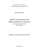 Tóm tắt thơ nữ việt nam sau 1975, những tìm tòi và cách tân  (VIETNAMESE FEMALE’S POETRY AFTER 1975, ACKNOWLEGMENT AND INNOVATIONS) 