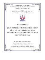 Quan điểm của chủ nghĩa mác – lênin về vị trí, vai trò của gia đình - liên hệ chức năng giáo dục gia đình việt nam hiện nay