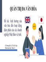 QUẢN TRỊ ĐA VĂN HÓA Đề tài Ảnh hưởng của văn hóa đến hoạt động đàm phán của các doanh nghiệp Nhật Bản và Anh