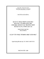 (Luận văn thạc sĩ) Quản lí hoạt động giáo dục bản sắc văn hóa dân tộc cho học sinh ở các trường THPT huyện Sa Pa, tỉnh Lào Cai