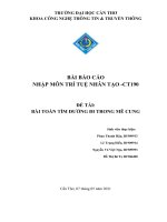 BÀI báo cáo NHẬP môn TRÍ TUỆ NHÂN tạo  CT190 đề tài bài TOÁN tìm ĐƯỜNG đi TRONG mê CUNG 