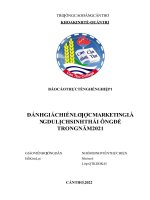 BÁO CÁO THỰC TẾ NGHỀ NGHIỆP 1 ĐÁNH GIÁ CHIẾN LƢỢC MARKETING LÀNG DU LỊCH SINH THÁI ÔNG ĐỀ TRONG NĂM 2021