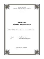 TIỂU LUẬN môn KHỞI tạo DOANH NGHIỆP tên ý TƯỞNG chuỗi cửa hàng cung ứng rau sạch greenlife 